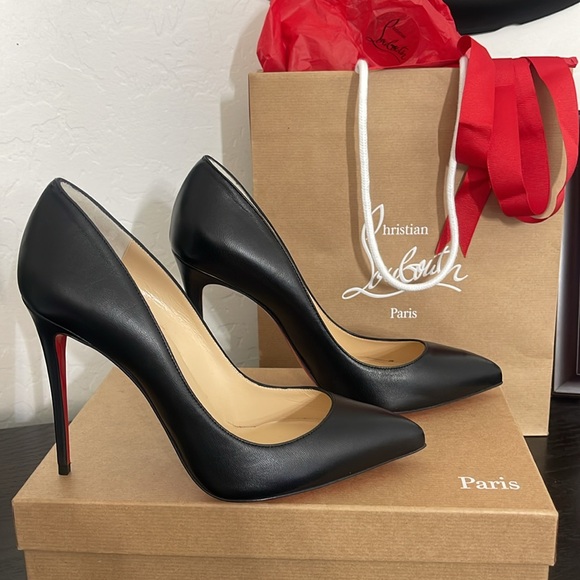 Christian Louboutin Shoes - CHRISTIAN LOUBOUTIN Pigalle Follies 100MM Nappa Leather Pumps Size 38 (8) Black.